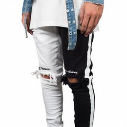 bdlj 2019 Hombres con estilo Pantalones vaqueros rasgados Pantalones Biker Flacos Slim Straight Frayed Denim Pantalones New Fi Skinny Jeans Hombres Ropa N18t #