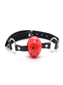 BDSM Bondage A réglable HEAD SLAVE HARNESS BALL GAG PU PU Le cuir alternatif Toys Hollow Mouth Gag Sex Games Games Apertural Plug Mou7767160