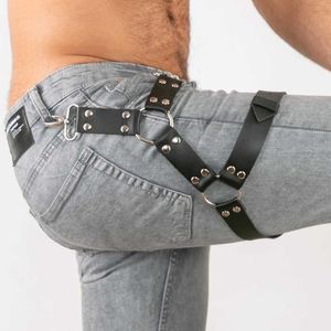 BDSM Bondage pour hommes, harnais de jarretelles Sexy, ceinture épée, fesses, Lingerie en cuir, fétiche Gay, érotique, Punk Rave, Cosplay, hauts et bas