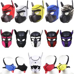 BDSM Bondage Pet Role Play Party Maskpuppy Play Dog Hood Maskdetachable Mouth Gagfetish Slave Pup Mask Toys for Women Men 240428