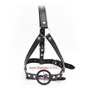 BDSM Bondage Sex Toys Sm Slave Head Harness Gag Cuir Open Bouche O Anneau Orne Oral pour couples Adultes Games Sexual Prod5180648