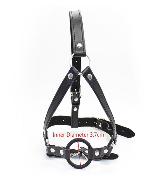 BDSM Bondage Sex Toys Sm Slave Head Harness Gag Cuir Open Bouche O Anneau Orne Oral pour couples Adultes Games Sexual Prod8647507