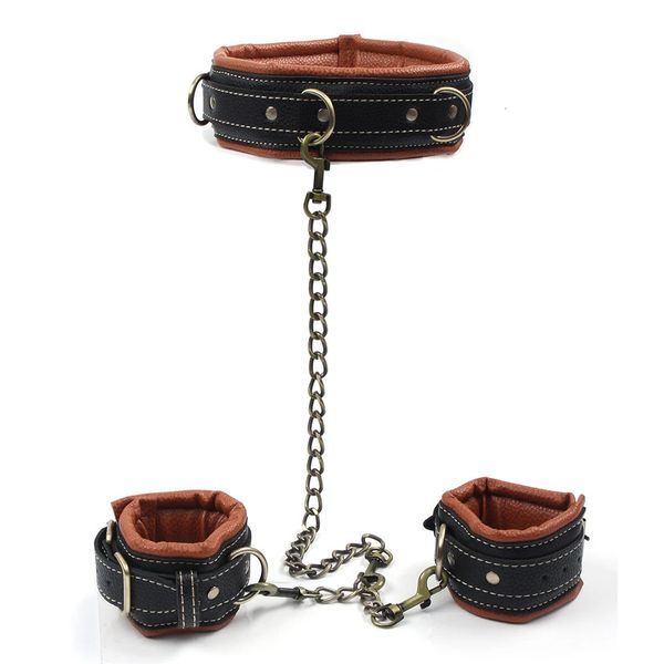 BDSM Collar Muñequera Bondage Restricciones Kit Suave Kinky Esposas Esclavo Arnés Cinturón Pareja Juegos Sexuales Productos para Adultos 18 Sexo 240106