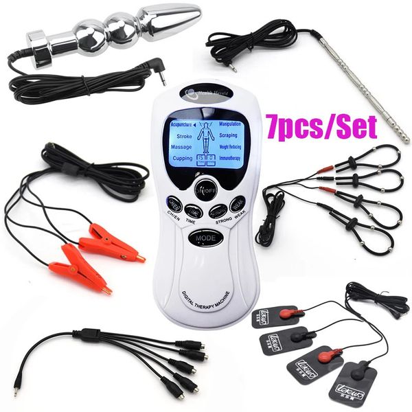 BDSM choc électrique Anal vagin Plug cathéter urétral anneau de pénis électrostimulateur pince à mamelon coussin de Massage jouets sexuels 240102