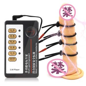 Anneau de pénis à choc électrique BDSM, Kit électrique, accessoires pour hommes, anneaux péniens pour hommes