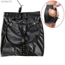 BDSM Expose Butt Spanking Falda Vestido de lencería sexy para mujer para sexo Leathe Bondage Set Juguetes para adultos L230518