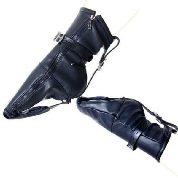 BDSM pieds sabot liant harnais manchette en cuir PU chaussettes chaussons Bondage retenue fermeture éclair sangles de verrouillage jeu de rôle jouet sexy pour Couple