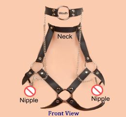 BDSM vrouwelijke bondage beha gag apparaat terughoudendheid kraag seksspeeltje met tepelklemmen ketting stimulerende slaaf fetish bondage uitrusting erotisch 5354578