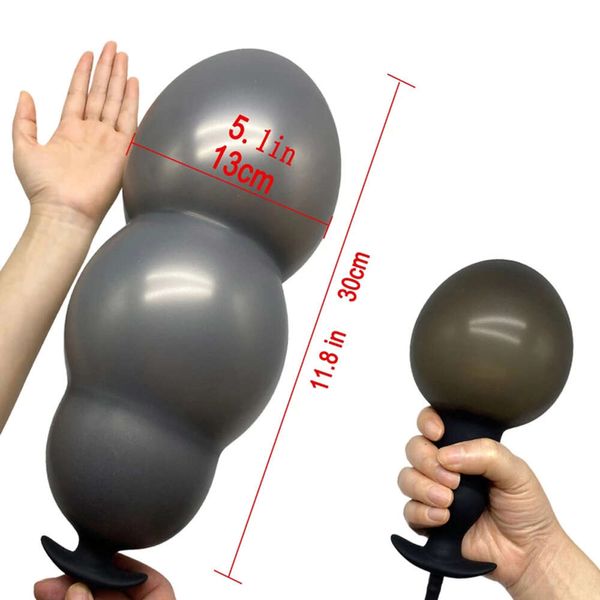 BDSM Inflable Anal Anal enorme Diámetro de expansión de la bomba de consolador 13 cm Masaje de próstata Big Bulto