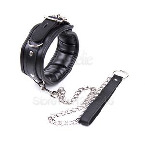 BDSM Cuir Collier De Chien Esclave Ceinture De Bondage Avec Des Chaînes Peut Verrouillable, Fétiche Érotique Produits De Sexe Jouets Pour Adultes Pour Femme Hommes Couples P0816