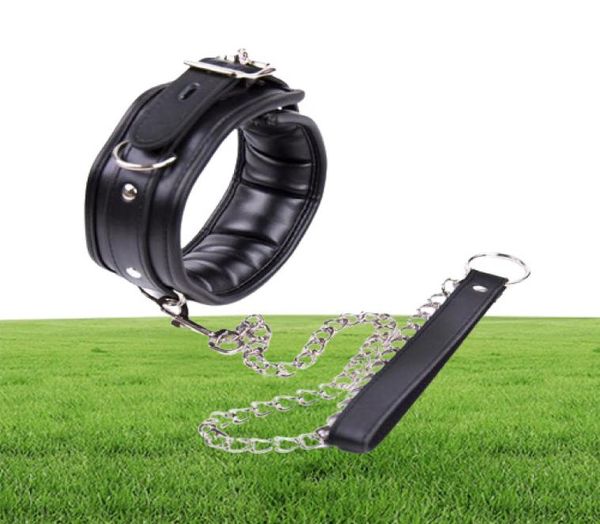 BDSM en cuir collier de chien ceinture d'esclaves avec des chaînes peut verrouiller les produits sexuels érotiques érotiques pour femmes et hommes8725307