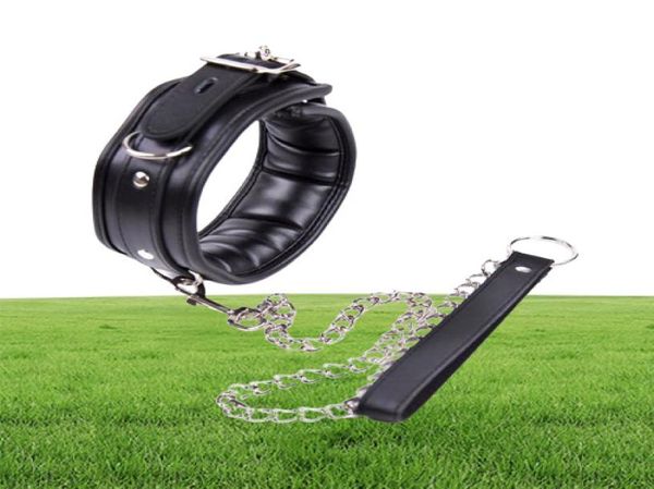 BDSM en cuir collier de chien ceinture d'esclaves avec des chaînes peut verrouiller les produits sexuels érotiques érotiques pour les femmes et les hommes1239285