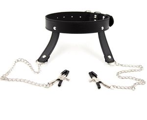 BDSM PU cuir collier de chien esclave Bondage ceinture pinces à tétons en métal fétiche produits de sexe érotiques jouets pour adultes pour femmes et hommes HS342295470