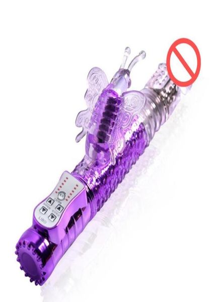 BDSM rechargeable 36 modes Rotation de vibrateur de lapin de poussée Rotation Butterfly Clitoris stimulateur G Spot Dildo Vibrator Sex Toys Fo5487628