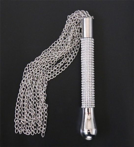 BDSM Mango de diamantes de imitación Cadenas de metal Látigos Flogger Culo Nalgadas Bondage Esclavo Juegos para adultos para parejas Fetiche Juguetes sexuales Unisex7895569