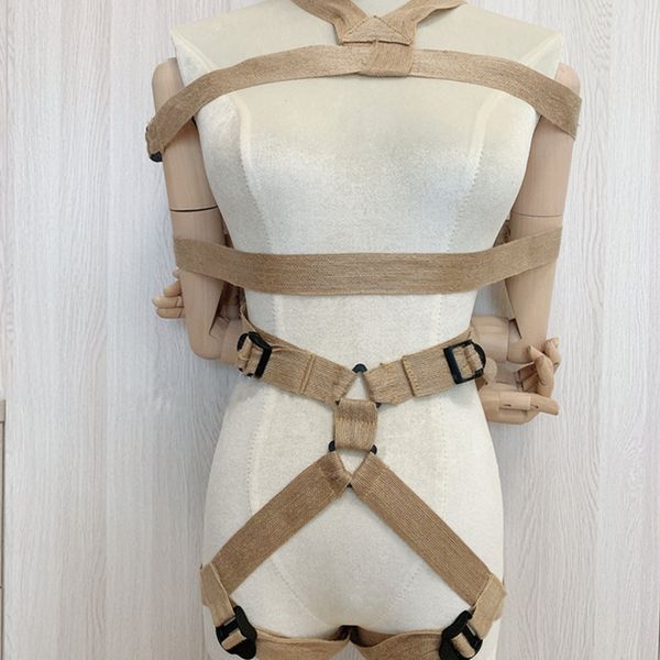 Conjunto de ataduras corporales para hombre y mujer, traje de cuerda Shibari, cinta de pecho esclava, ropa cruzada sexy, auto bondage, BDSM