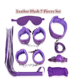 Ensemble BDSM 7PK, collier fouet, boule de bouche, gag, jeux pour adultes, ensemble de bondage en cuir, peluche, quatre couleurs, jouets érotiques, sextoys adultes pour femmes8660036