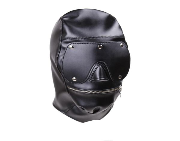 BDSM Sex Hood Head Mask Zippered Torture Extreme Torture Bondage RESTRAINTES Boulangers Fétisles Fétiche pour hommes Black Faux Leather Gn3124007380858