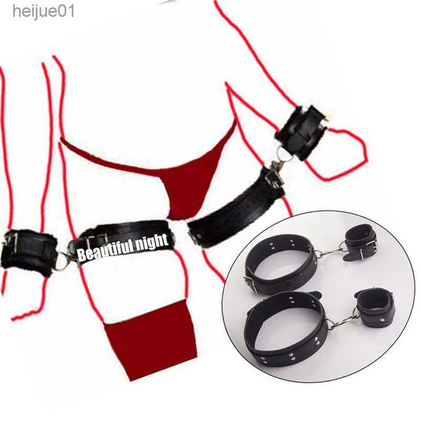 BDSM Sex Slave Menottes Cheville Poignets Sangle En Cuir Cuisse Au Poignet Bondage Ensemble Adulte Jouets Pour Couples SM Produits L230518