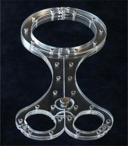 Juguetes sexuales BDSM Antiguos instrumentos chinos de tortura. Cristal transparente, yugo de sujeción de esposas para el cuello