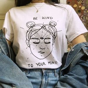 Wees aardig voor je geest grappige shirts Mening grafische t-shirt zomer korte mouw esthetische grunge Tees Dames Tee Tops Kleding