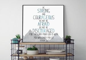 Soyez fort et courageux Écriture vie citations Affiche Imprime Bible Verset Mur Art Toile Peinture Mur Photo pour Chambre D'enfants Maison 7988030