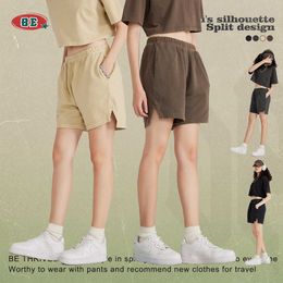 Be Womens Wear Printemps / Été Américain Lavé Bleu Motif Split Shorts Street Spicy Girl Trendy Marque Sports Pantalons Décontractés pour Femmes