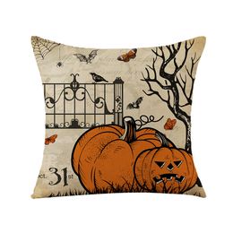 Couvertures d'oreiller beaux lancers joyeux halloween citrouilles décor carré coussin couvertures 18x18 pouces pour hommes femmes pour canapé canapé de chambre à coucher