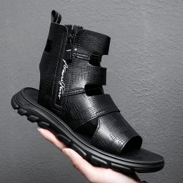 Plage 933 Zipper Sandals pour hommes Hightop Gladiator hommes 2024 Summer Male Chaussures décontractées Confort non glissa