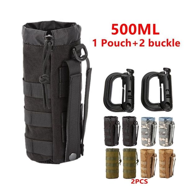 Accesorios de playa 2PCS 1 5L Molle Tactical Military Water Bottle Pouch 1000D Nylon Drawstring Pouche Senderismo Camping Travel Sport Kettle Bag Holder 230701