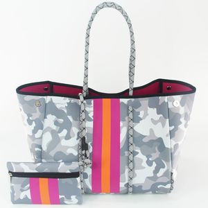 Sac de plage camouflage Sacs fourre-tout en néoprène Grand sac à main de luxe imperméable Sac à bandoulière de voyage d'été polyvalent Femmes hobo shopping sacs à main