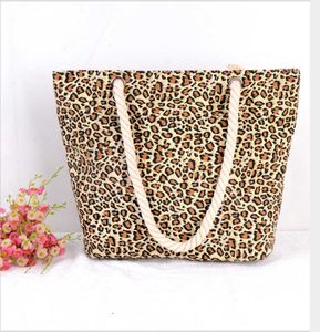 Sacs de plage 2023 New Fashion Casual Womens Canvas Leopard Print Portable Rope 230327