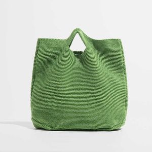 Strandzakken Casual geweven vrouwen schouder gebreide handtassen grote capaciteit designer shopper Toes vrouwelijke reiskatoentjes 230530