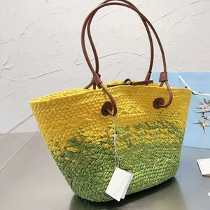 Bolsos de playa Diseñador de paja de rafia Bolsos de moda de verano bolso de canal Compras bolso de mano cruzado Bolsos de hombro Bolso de lujo dama MM