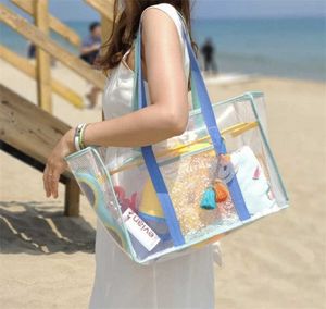Sacs de plage Ins Corée du Sud Sac de plage Transparent Voyage étanche Grande capacité Maman Natation Shopping Stockage portable 230327