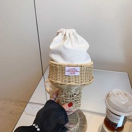 Bolsas de playa Primavera Verano hierba bolsa tejida vid artesanía hecha a mano helado cordón cubo área escénica regalo de exposición