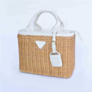 Sacs de plage Style rotin tissé sac mode main femmes bord de mer vacances sac à provisions sacs à main 220301