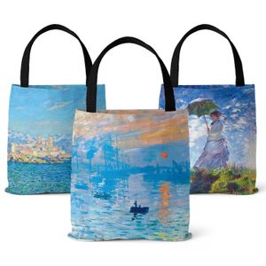 Sacs de plage Sunrise impressionniste peinture à l'huile protection de l'environnement Vintage toile plage fourre-tout designer sacs à main shopping sacs à bandoulière 230321