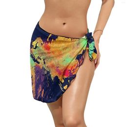 Beach Bikini Cover Up Global Art Chiffon Cover-Ups Summer Sexy Wrap Skirts Graphic Big Size Wear Wear