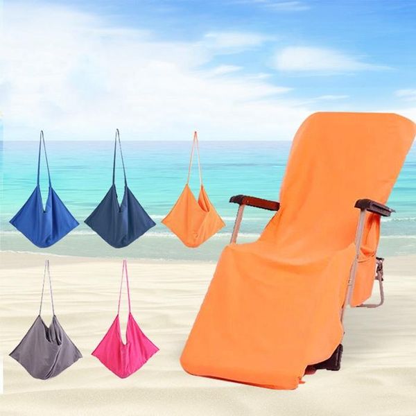 Couverture de chaise de plage 5 couleurs, couvertures de chaises longues portables avec sangle, serviettes Double couche épaisse, WLL656