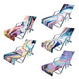 Strandstoel Cover Pool Lounge Lounge Stoel handdoek Sun Lounger Cover met zijkant opbergzak niet-slip Terry Doek strandhanddoek