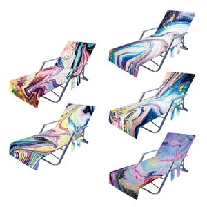 Couvre-chaise de plage couvercle salon salon salon de chaise de chaise de soleil couvre-soleil avec poche de rangement latérale en tissu Terry.