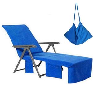 Serviette de chaise de plage avec poches latérales, housse de chaise longue en microfibre, serviette de plage, poche élastique ajustée, ne glisse pas, 85
