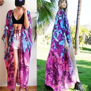 Strandjurk Kaftan Pareo Sarongs Sexy Cover-up Chiffon Bikini Badmode Tuniek Badpak Badpak Cover Ups Robe de Plage # Q647 T200324