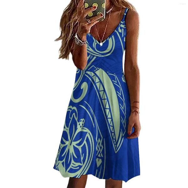 Robe de plage Polynésien 2024 Summer du design floral vintage Imprimé de style île Samoan Samoan