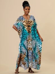 Strandjurken Afrika Bedrukte Kaftans voor Dames Grote maten Gewaad Badpak Cover-up Badpakken Vakantiestrandkleding