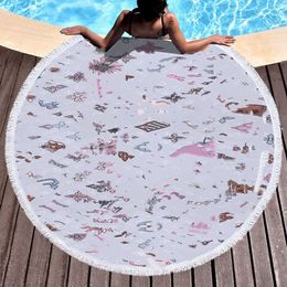 Marque de mode de plage Round Pleach Towel Microfibre et gland