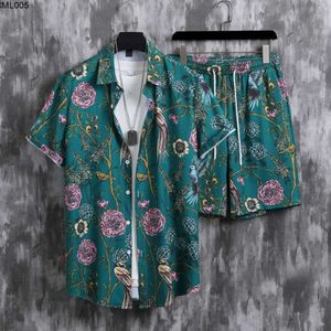 Chemise à manches courtes à fleurs de plage pour garçons, ensemble de dressing Cool et beau, marque tendance, Style de vacances à la plage hawaïen, deux pièces décontracté