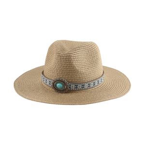 Chapeau de plage chapeaux pour femmes chapeau de paille Western Cowboy Cowgirls chapeaux pour hommes Vintage décontracté été femmes chapeau