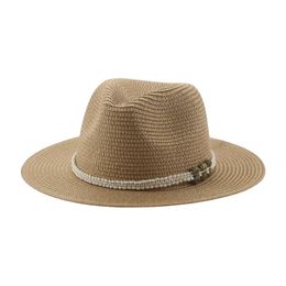 Chapeau de plage chapeaux pour femmes paille soleil casquettes Femme solide 2022 corde décontracté luxe homme Chapeau Panama été Chapeau Sombreros Chapeau Femme